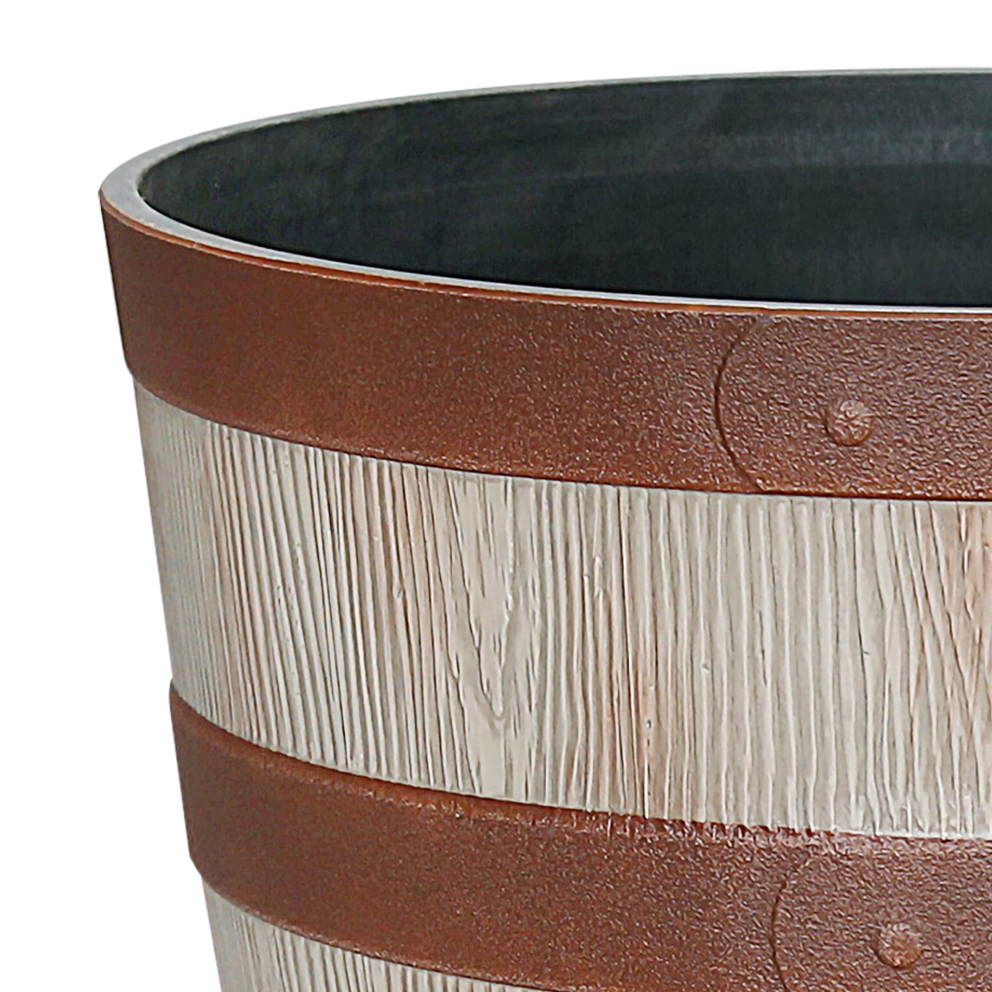 12.9" X 12.9" X 10" Whiskey Barrel Light Brown 100% Recycled Resin Planter