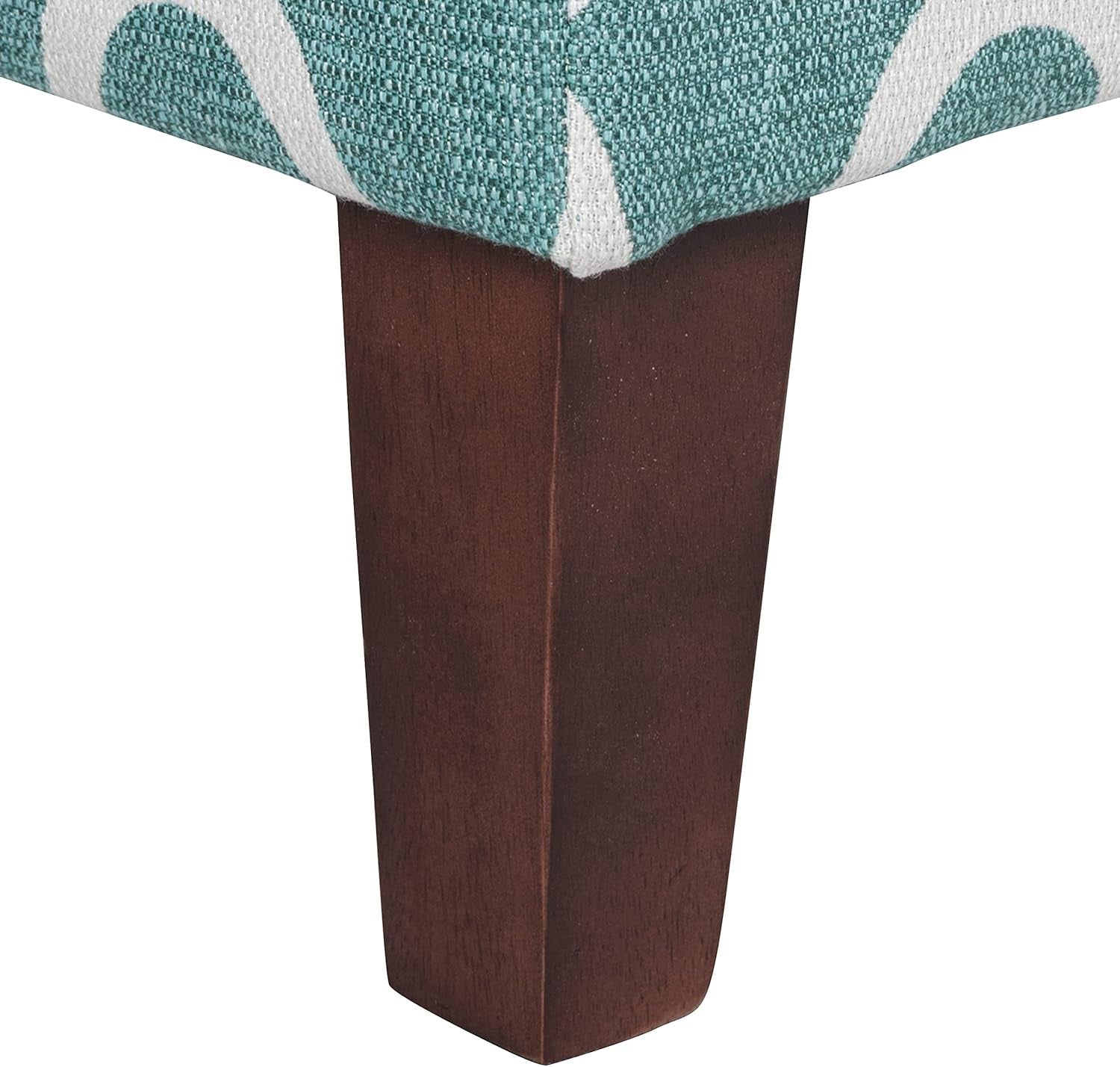 Large Upholstered Rectangular Storage Ottoman Bench with Hinged Lid, Teal Blue Geometric