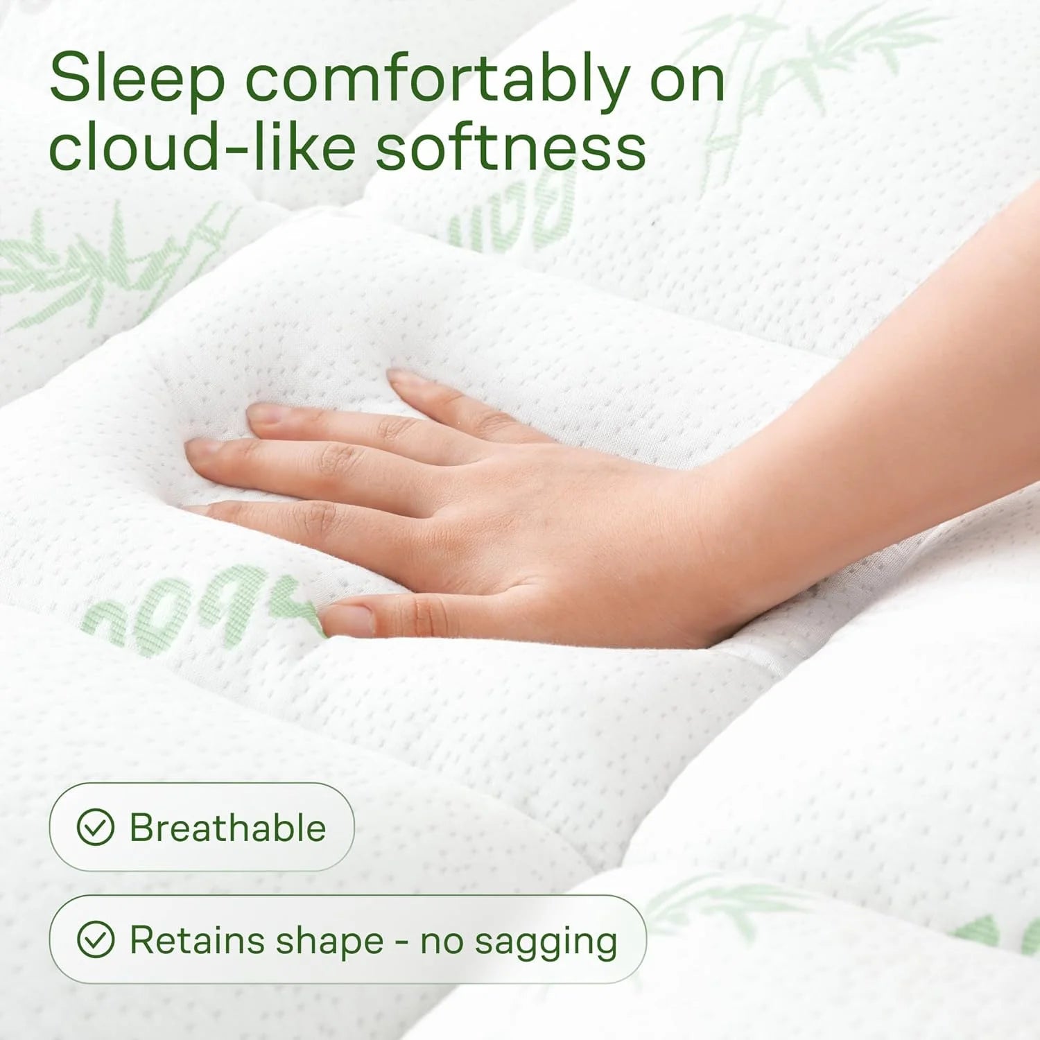 Niagara Sleep Solution Bamboo Full Size Mattress Topper, Mattress Pad, Mattress Cover 54X75 Inches