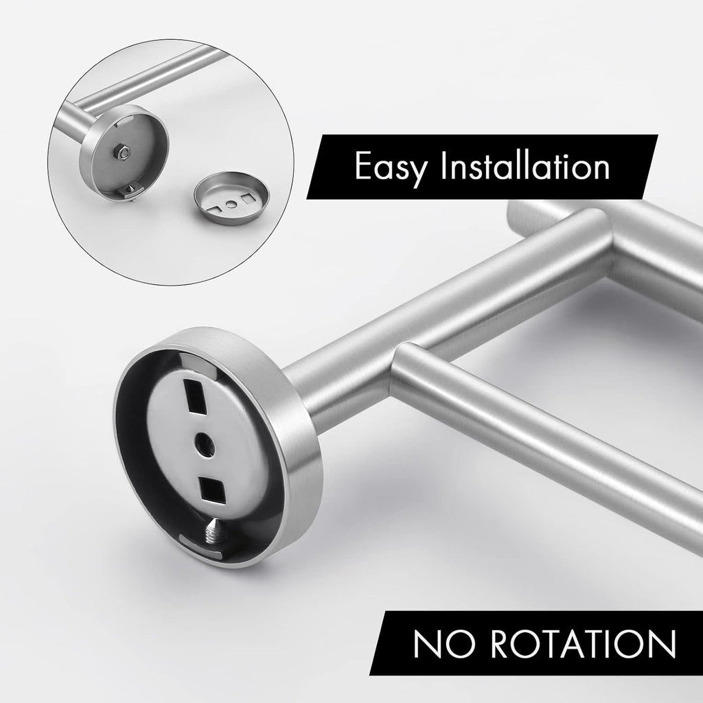 Double Towel Bar 23.6 Inch Bathroom Kitchen Towel Holder Dual Towel Rod Rustproof Wall Mount SUS304 Stainless Steel Brushed Finish, A2001S60-2