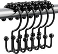 Shower Curtain Hooks Rings, Rustproof Metal Double Glide Shower Hooks for Bathroom Shower Curtain Liner and Rod, 12 Set