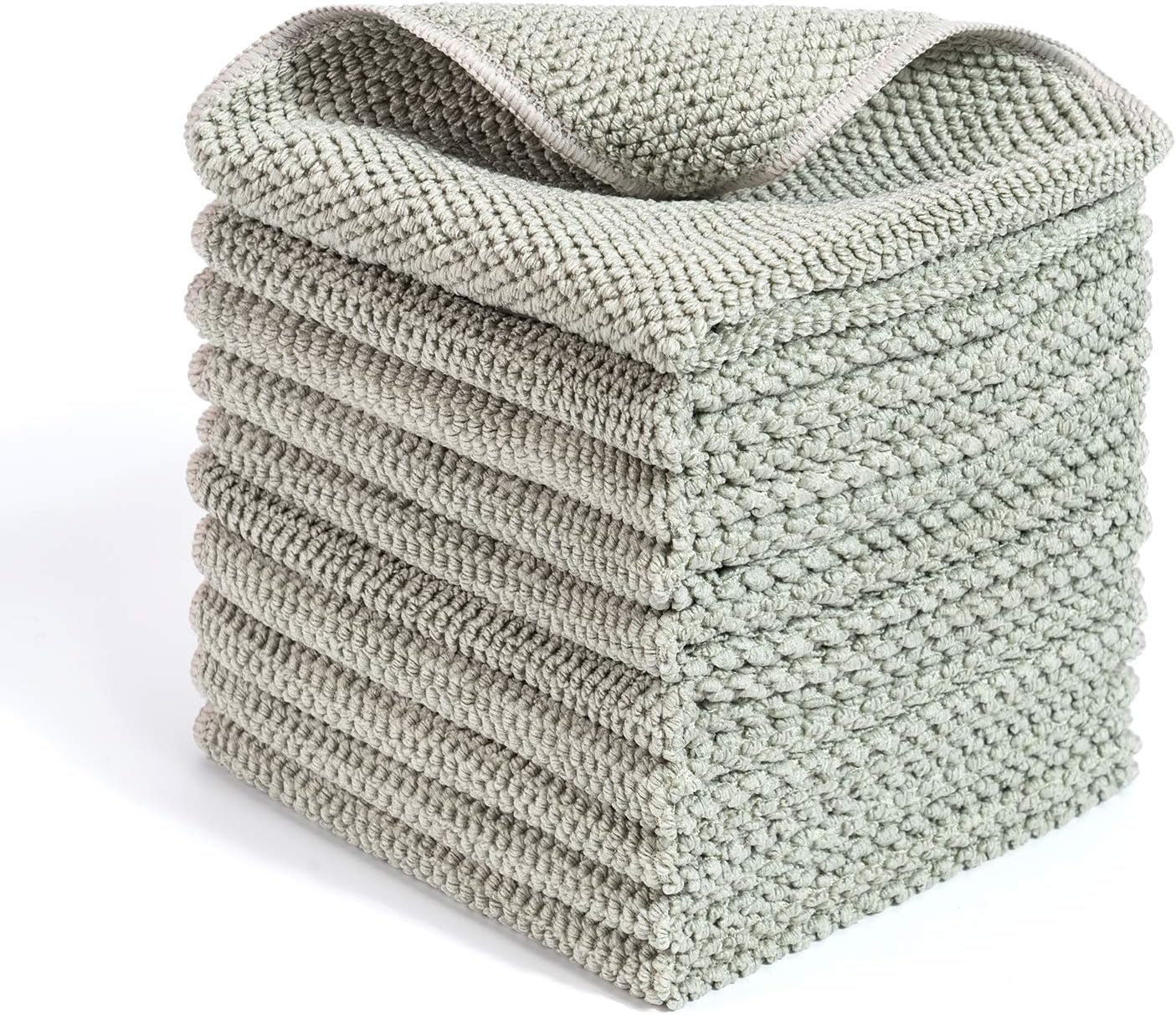 Microfiber Dish Cloths for Kitchen - Kitchen Cleaning Dish Cloth Towels Set, Absorbent Glass Cleaning Cloths for House - Extra Soft Household Cleaning Wipes Towels by  (Grey, Pack of 10)