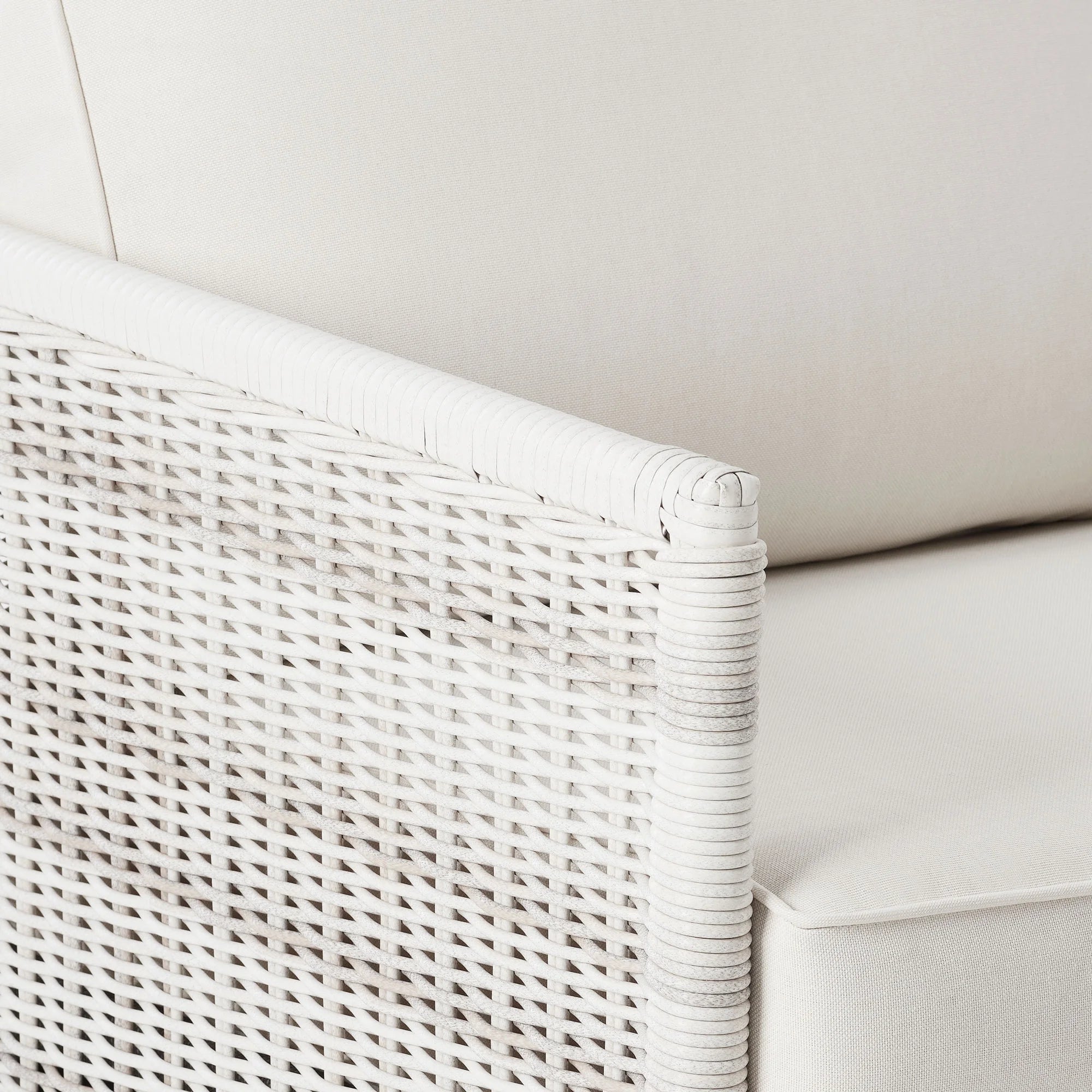 Paige Outdoor Wicker Stationary Lounge Chairs, Set of 2, White