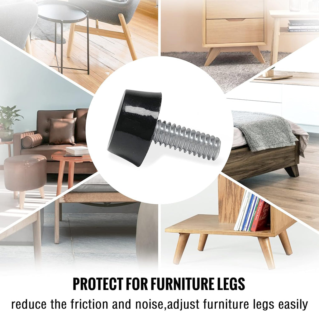 1/4"-20 Leg Levelers, Adjustable Furniture Feet, Adjustable Furniture Leveler, Screw on Leveling Feet, Furniture Legs, Adjustable Chair Glide, Screw in Glides for Table, 20 Pcs Pack