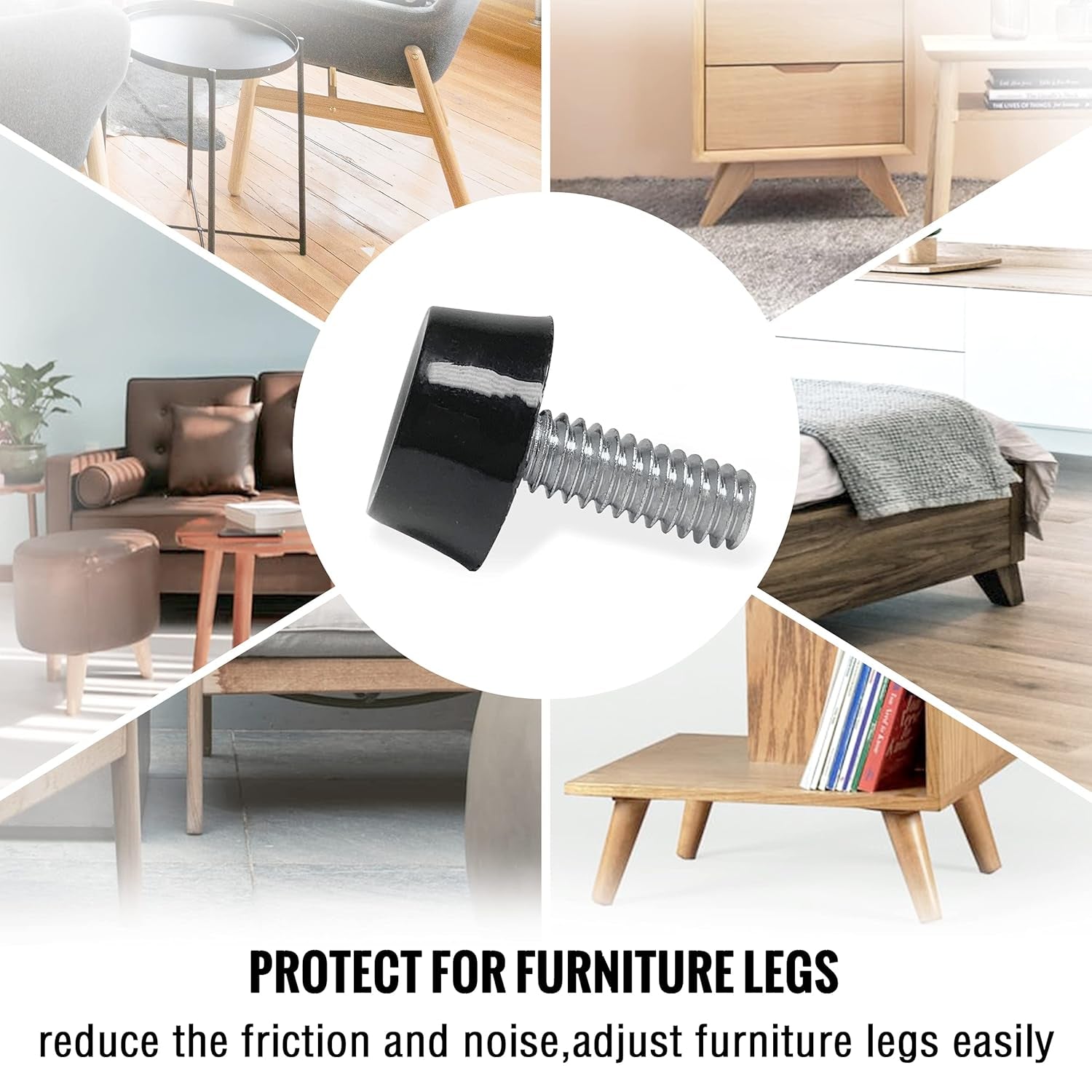 1/4"-20 Leg Levelers, Adjustable Furniture Feet, Adjustable Furniture Leveler, Screw on Leveling Feet, Furniture Legs, Adjustable Chair Glide, Screw in Glides for Table, 20 Pcs Pack