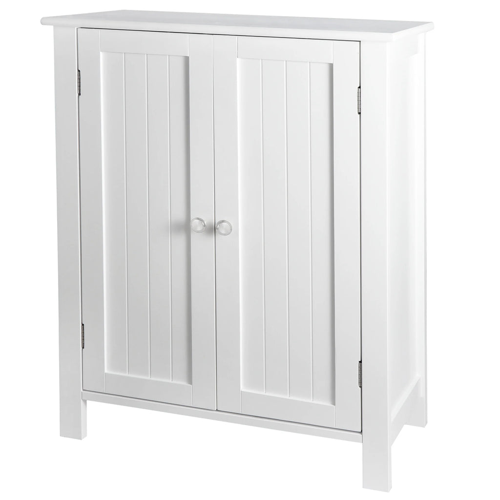 White Wooden Bathroom Floor Cabinet Storage Cupboard 3 Shelves save Space