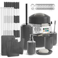 23 Piece Bathroom Accessory Gift Set, Bathroom Shower Curtain Set, and Bath Rug Set, Gray