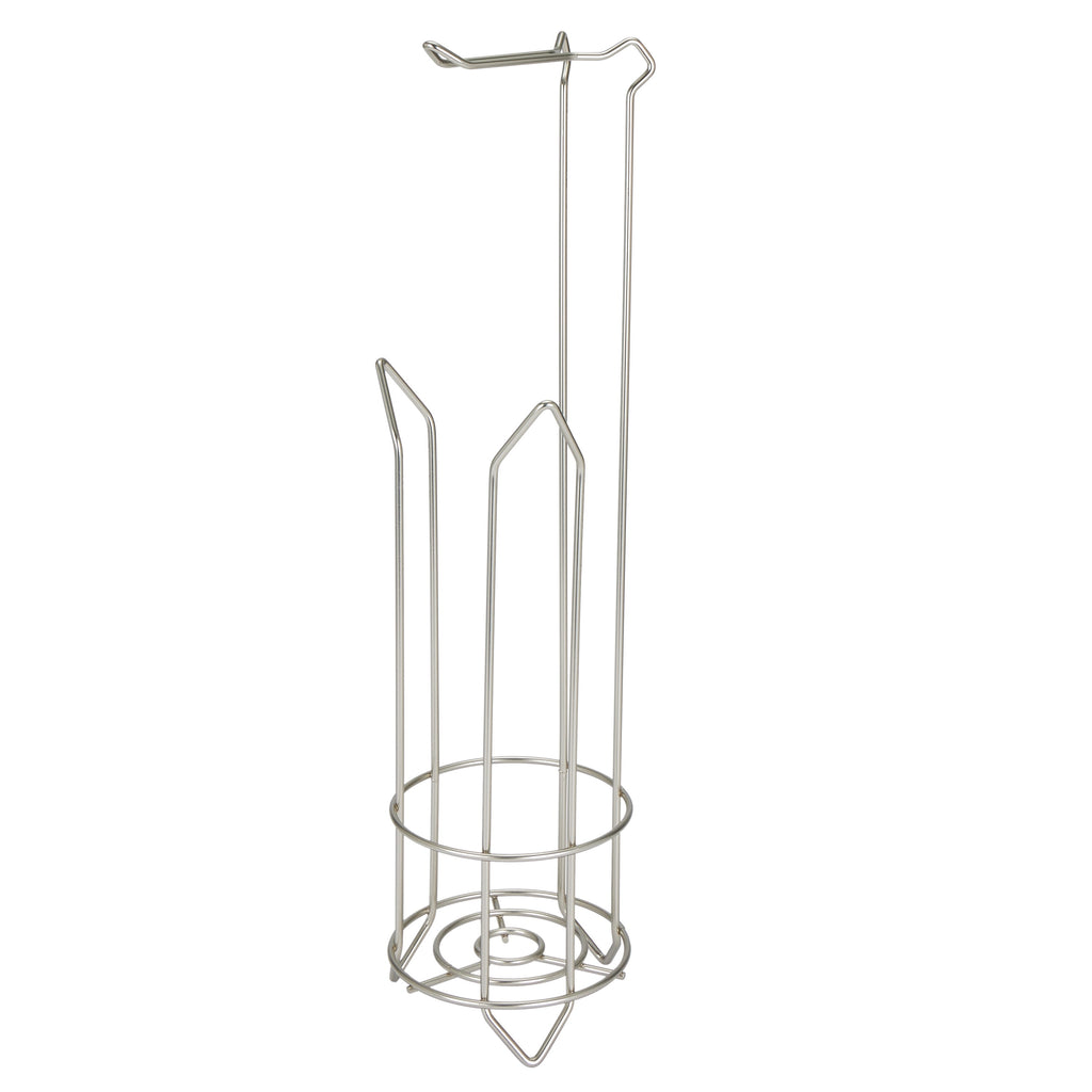 Freestanding Toilet Paper Holder and Dispenser in Satin Nickel