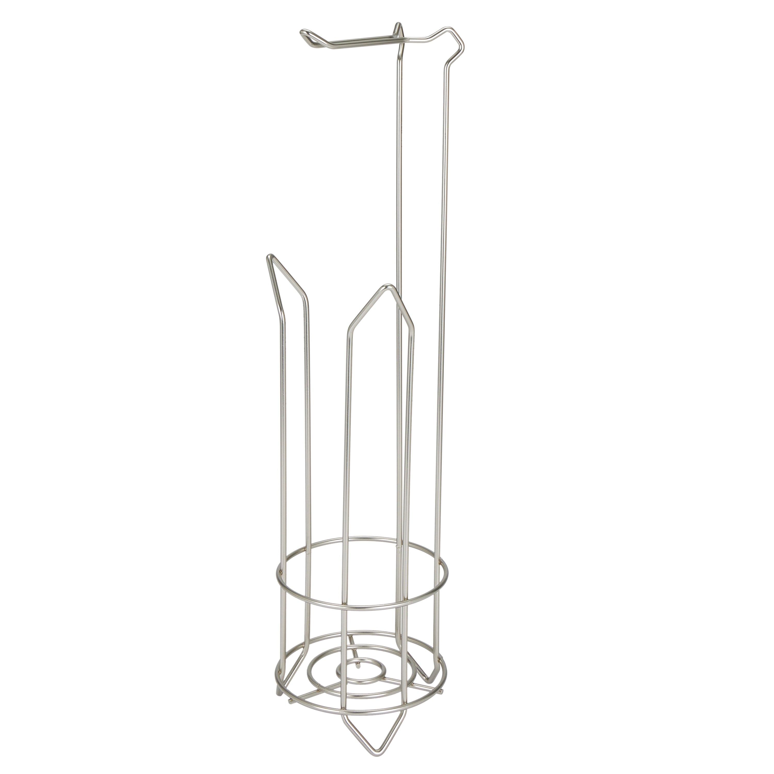 Freestanding Toilet Paper Holder and Dispenser in Satin Nickel