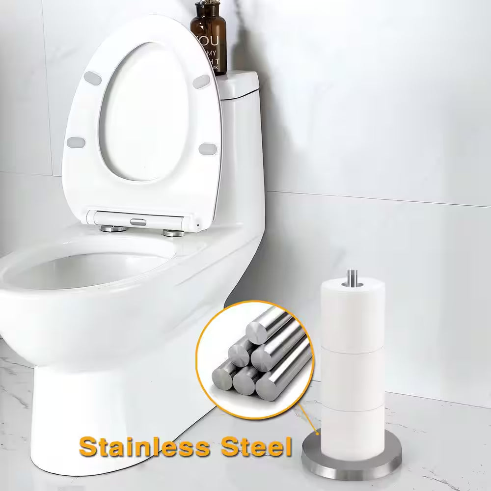 Bath Freestanding Toilet Paper Holder Tissue Roll Storage Stand Hand Towel Holder in Stainless Steel Brusher Nickel