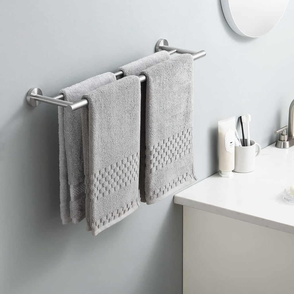 Double Towel Bar 23.6 Inch Bathroom Kitchen Towel Holder Dual Towel Rod Rustproof Wall Mount SUS304 Stainless Steel Brushed Finish, A2001S60-2