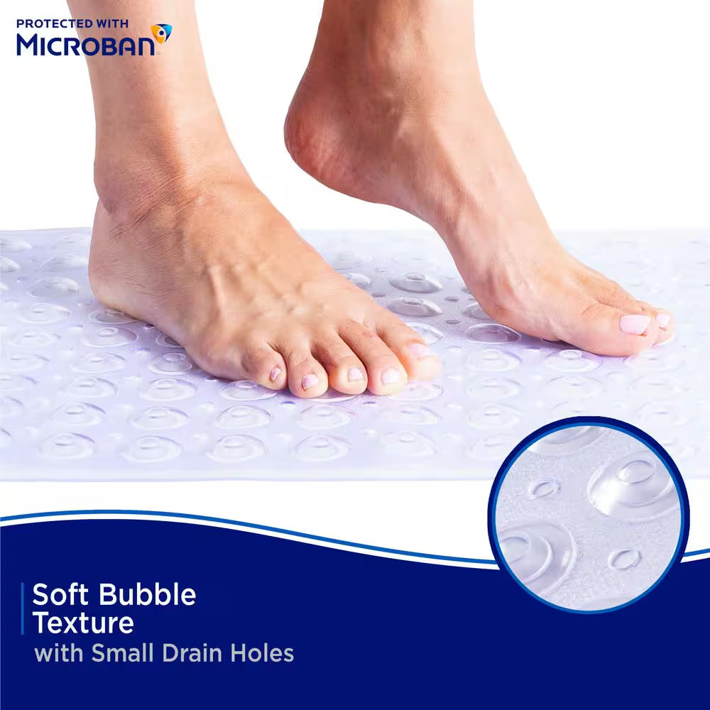 Microban Protected 14.5 In. W X 26.75 In. L Vinyl Inside-The-Tub Bubble Bath Mat in Clear