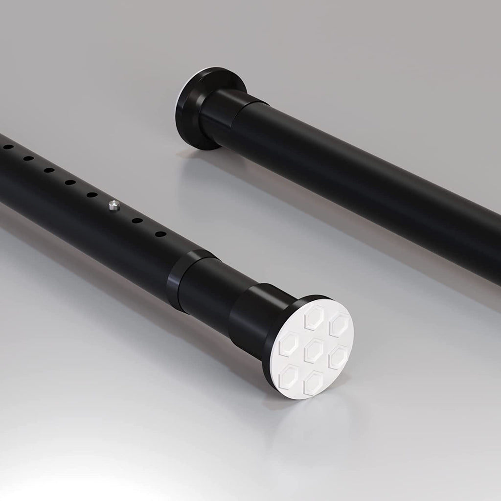 Tension Shower Curtain Rods 28-43.3 Inch Room Divider Never Rust Adjustable Spring Rods for Window Bathroom Balcony Storeroom Laundry Non-Slip No Drilling Easy to Install Black Matte