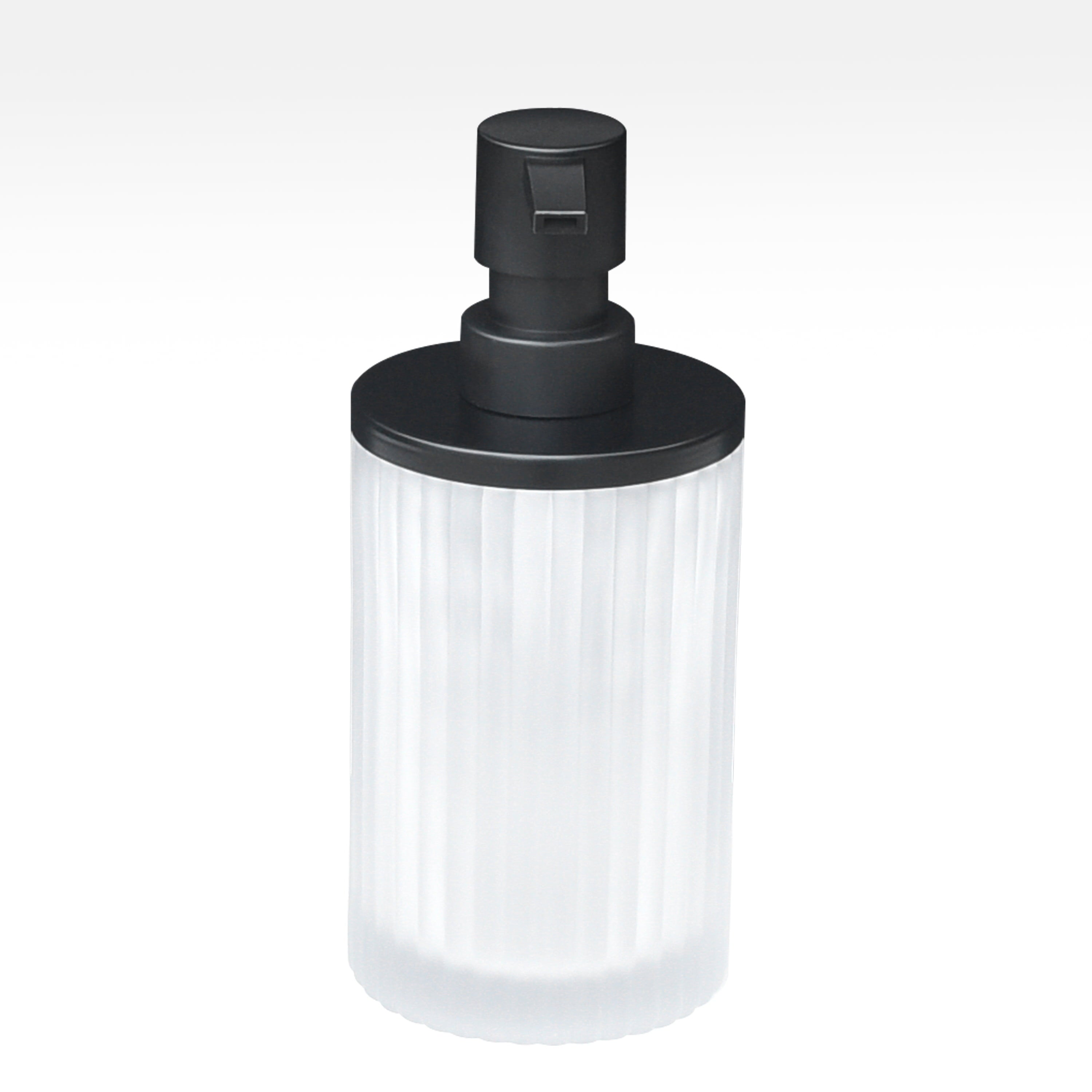 Ribbed Glass and Metal Soap Pump, White with Black Accents