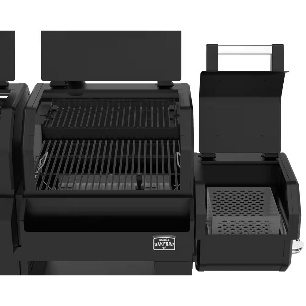Oakford 1150 Pro 3-Burner Propane Gas and Offset Charcoal Smoker Combo Grill in Black