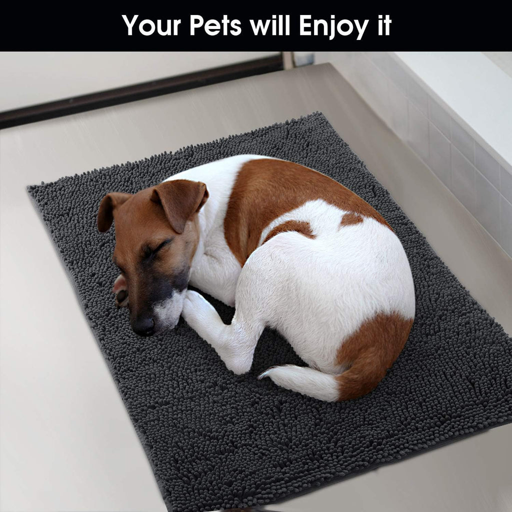 Doormat Indoor Entrance, 36"X24", Highly Absorbent Chenille Muddy Dog Washable Non Slip Front Welcome Door Floor Mat for Entryway, Dark Gray