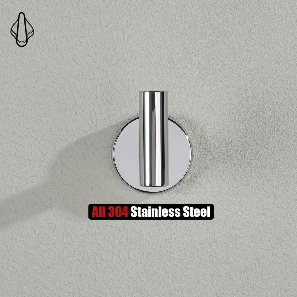 Chrome Bathroom Towel Hook, 304 Stainless Steel Coat Robe Clothes Hook for Bathroom Kitchen Garage Wall Mounted (Pack of 2), TH100-CH-P2