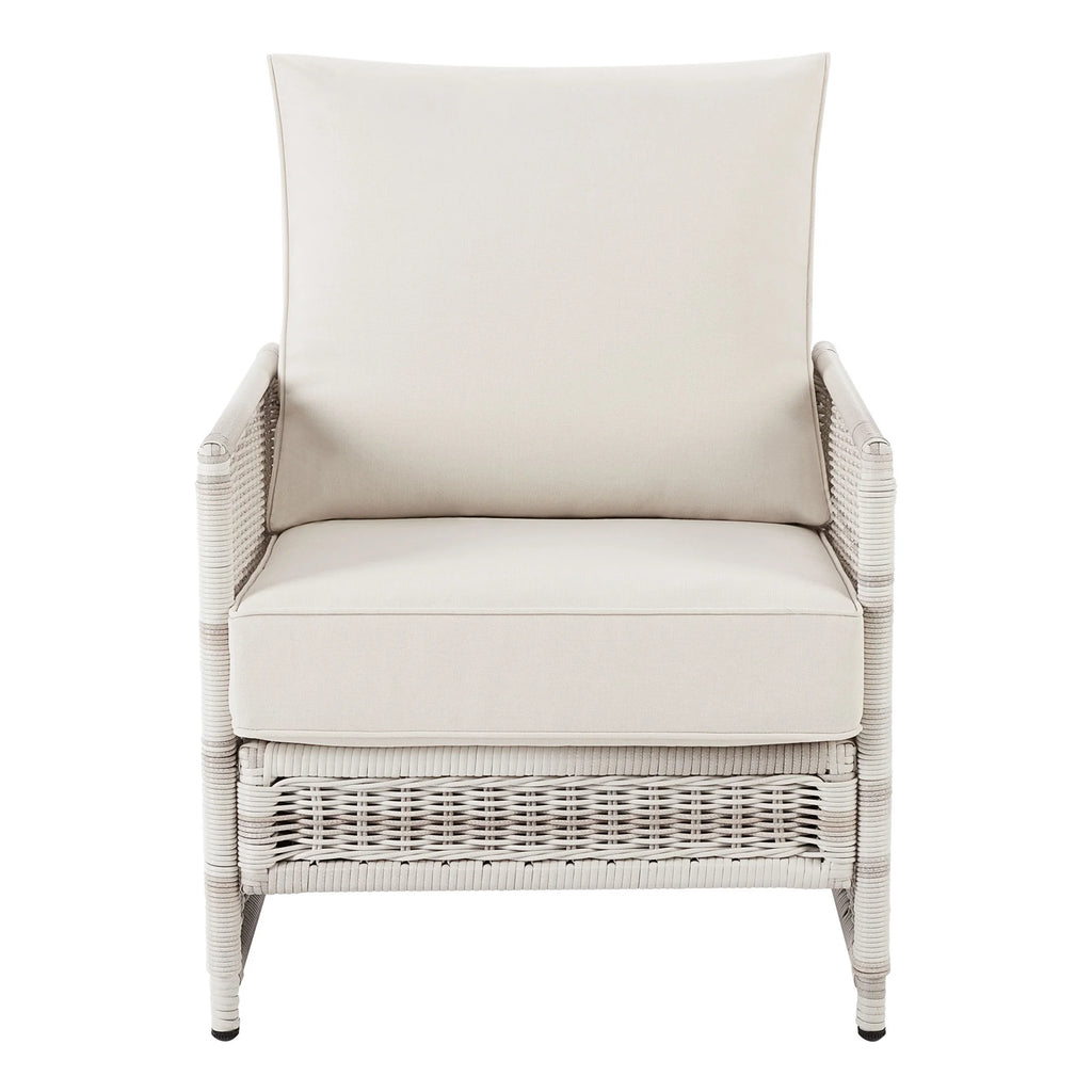Paige Outdoor Wicker Stationary Lounge Chairs, Set of 2, White