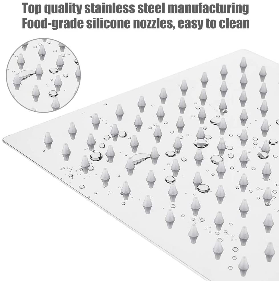 Rain Shower Head, High Flow Stainless Steel Square Rainfall Shower, High Pressure Design, Awesome Shower Experience Even at Low Water Flow (8 Inch, Chrome Finish)