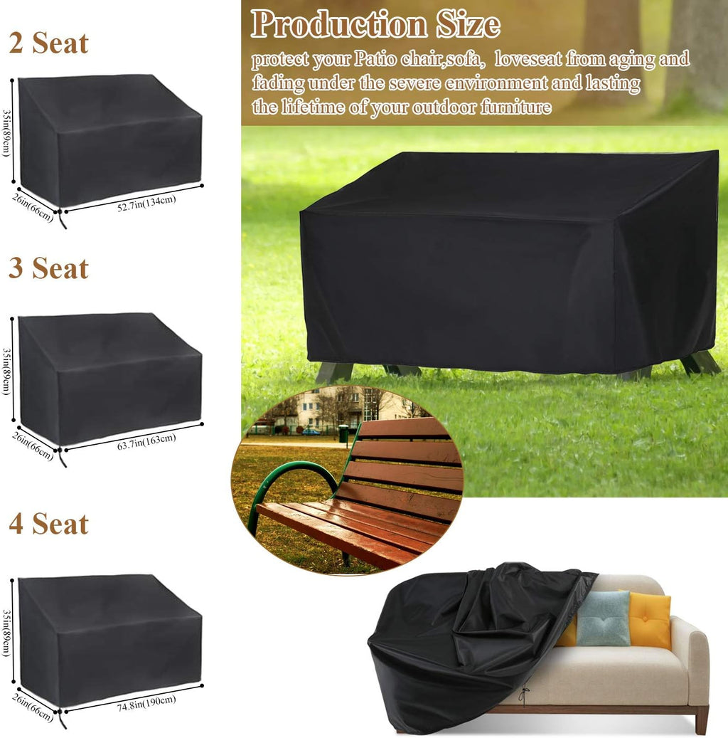 Patio Furniture Covers, Outdoor Furniture Cover Waterproof 3-Seater Sofa Cover Fit Patio Furniture 64"Wx26"Dx35"H