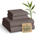100% Viscose Derived from Bamboo Sheets Twin - 4PC Set - Super Soft Cooling Sheets - up to 16’’ Deep Pocket - Luxury Series - 1 Flat Sheet,1 Fitted Sheet,2 Pillowcases (Twin Stone Grey)