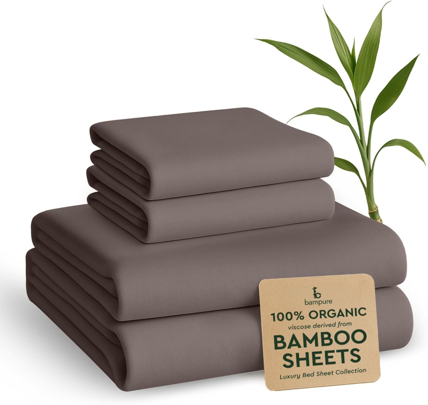 100% Viscose Derived from Bamboo Sheets Twin - 4PC Set - Super Soft Cooling Sheets - up to 16’’ Deep Pocket - Luxury Series - 1 Flat Sheet,1 Fitted Sheet,2 Pillowcases (Twin Stone Grey)