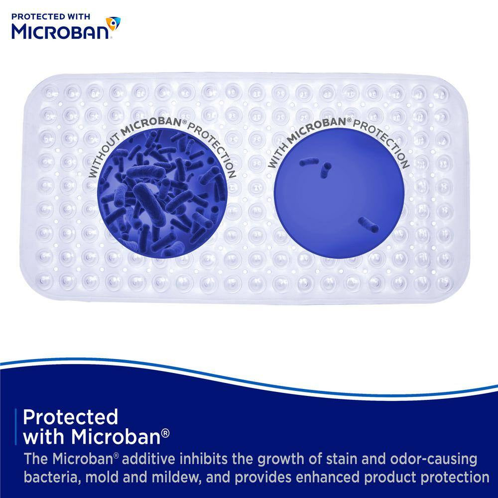 Microban Protected 14.5 In. W X 26.75 In. L Vinyl Inside-The-Tub Bubble Bath Mat in Clear