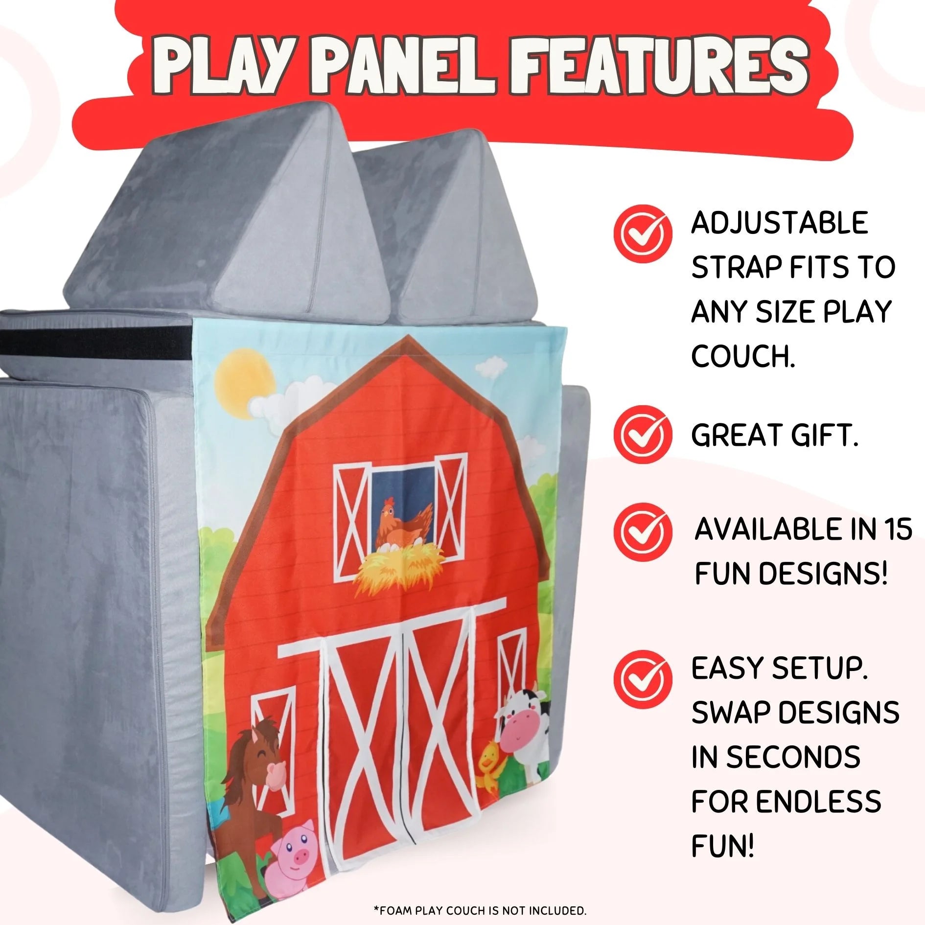 Children'S Barn Play Panel for Kids Foam Play Couch by