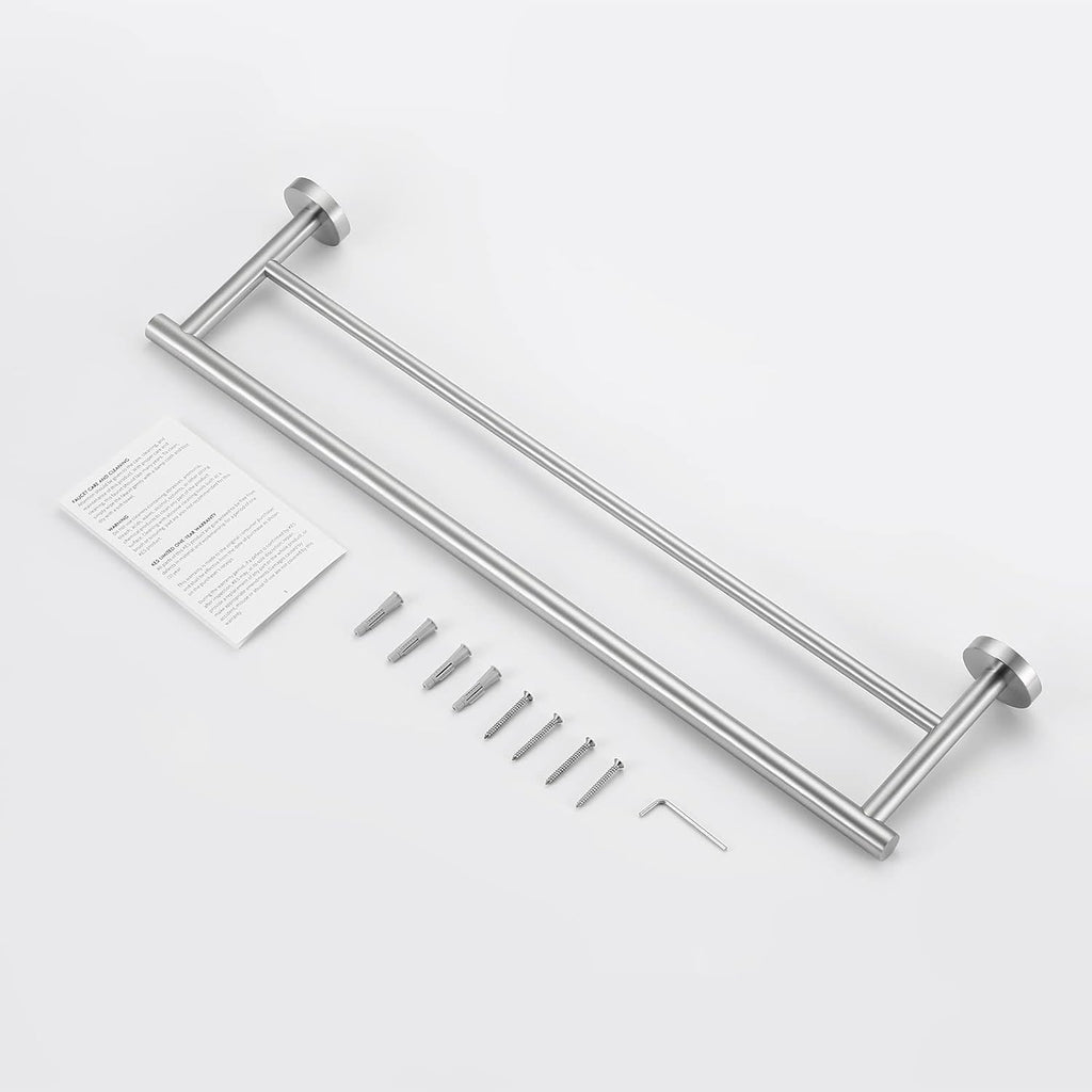 Double Towel Bar 23.6 Inch Bathroom Kitchen Towel Holder Dual Towel Rod Rustproof Wall Mount SUS304 Stainless Steel Brushed Finish, A2001S60-2