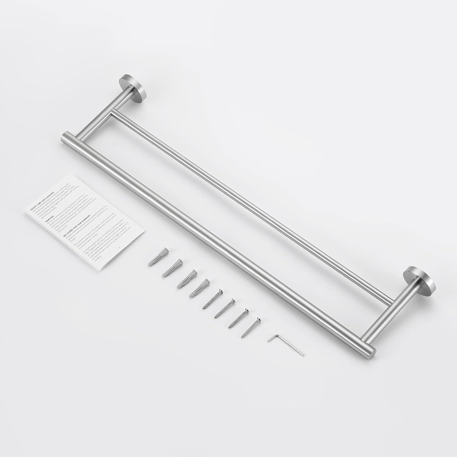 Double Towel Bar 23.6 Inch Bathroom Kitchen Towel Holder Dual Towel Rod Rustproof Wall Mount SUS304 Stainless Steel Brushed Finish, A2001S60-2