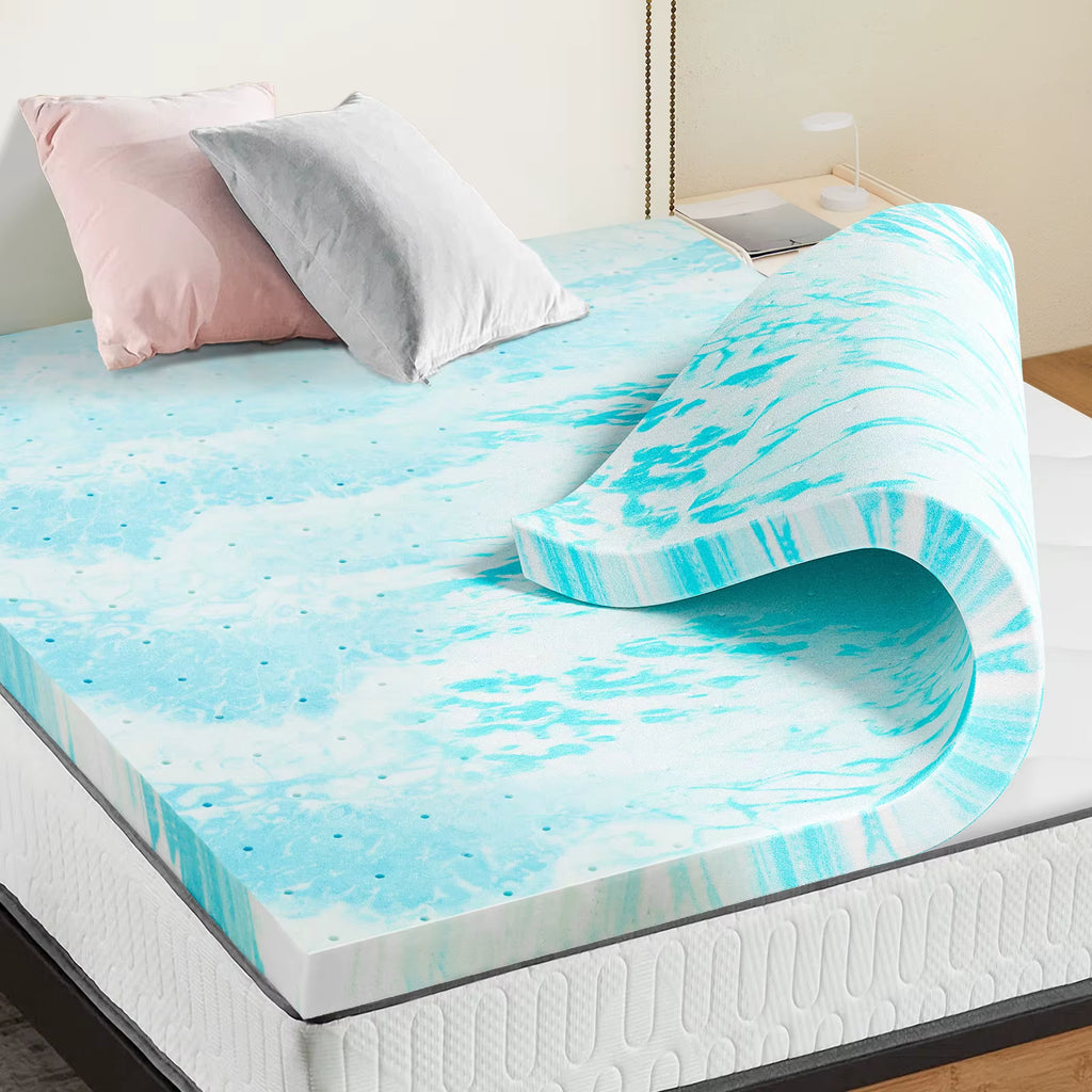 2-3 Inch Gel Memory Foam Mattress Topper Full Size Cooling Mattress Soft and Breathable Bed Topper School Bedroom Furniture