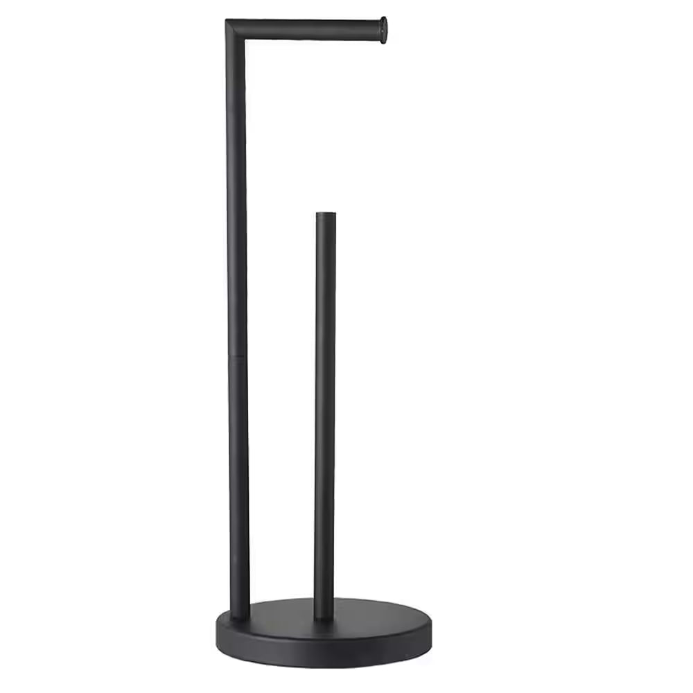 Bathroom Freestanding Toilet Paper Holder Stand with Reserver in Matte Black