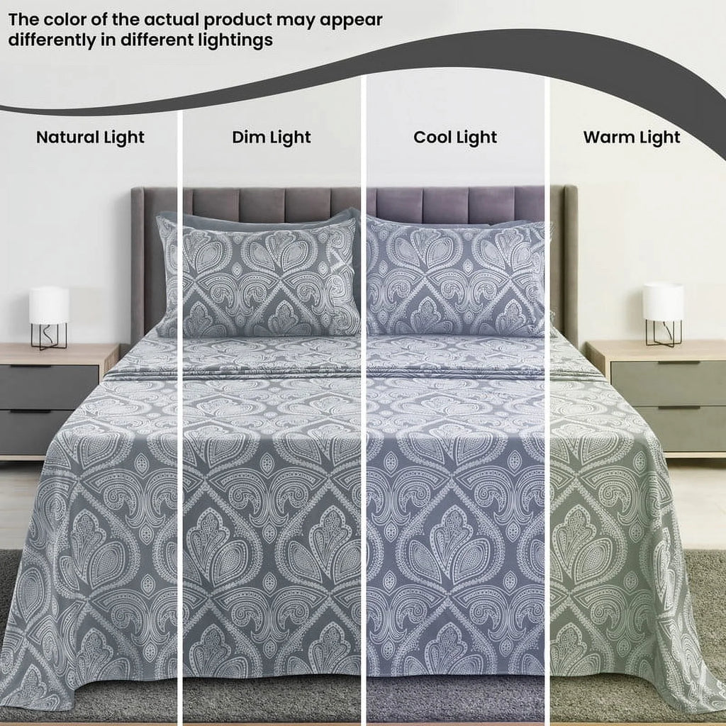 4 Piece Twin XL Bed Sheets Set - Luxury Soft Microfiber Bed Sheets Set Deep Pocket - Twin XL, Grey