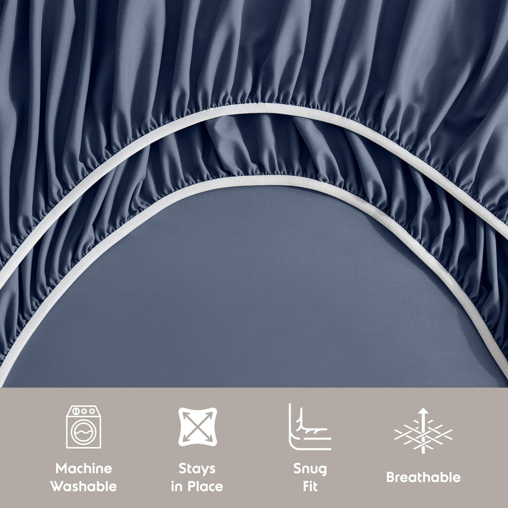Rv/Short Queen Sheets Set, Bed Sheets for Campers Bedding, Hotel Luxury Soft Microfiber 4 Peice, Navy