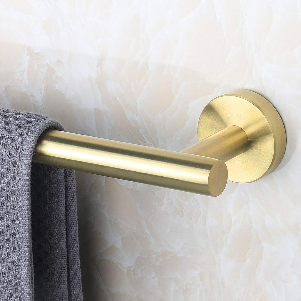 Bath Towel Bar, Thicken Stainless Steel Shower Towel Rack Holder Wall Mounted for Bathroom, 9-Lnch Overall Length-7-Lnch Usable Hanging Space (1 Pack, Brushed Gold)