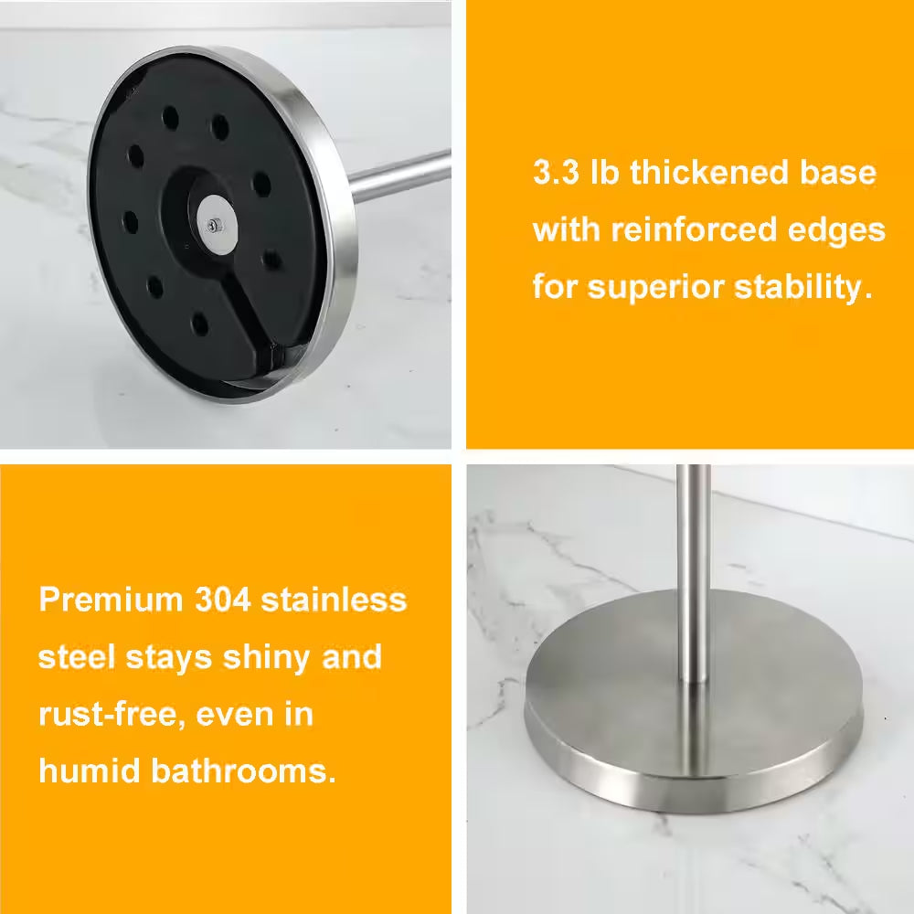 Bath Freestanding Toilet Paper Holder Tissue Roll Storage Stand Hand Towel Holder in Stainless Steel Brusher Nickel