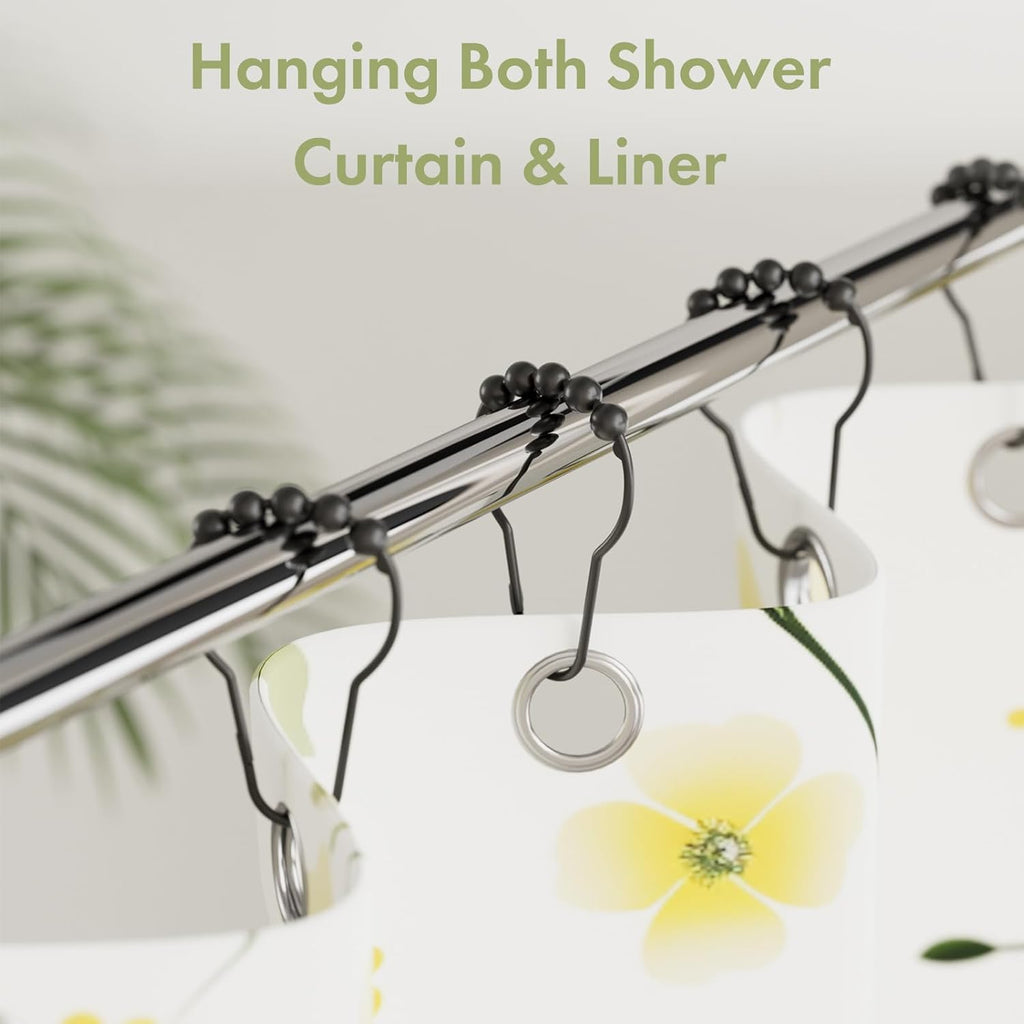 Black Shower Curtain Hooks, Decorative Shower Curtain Hooks, Shower Hooks for Shower Curtain Rust Proof Stainless Steel Shower Curtain Hooks Set of 12