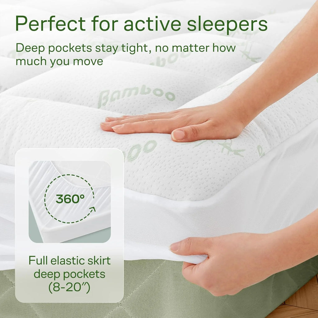 Niagara Sleep Solution Bamboo Full Size Mattress Topper, Mattress Pad, Mattress Cover 54X75 Inches