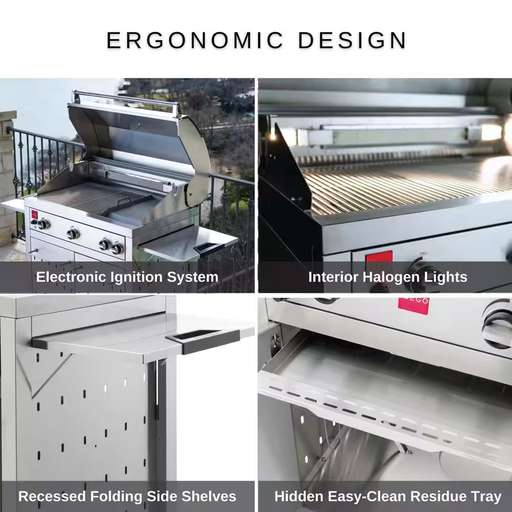 Premium 4-Burner Natural Gas Grill in 304 Stainless Steel