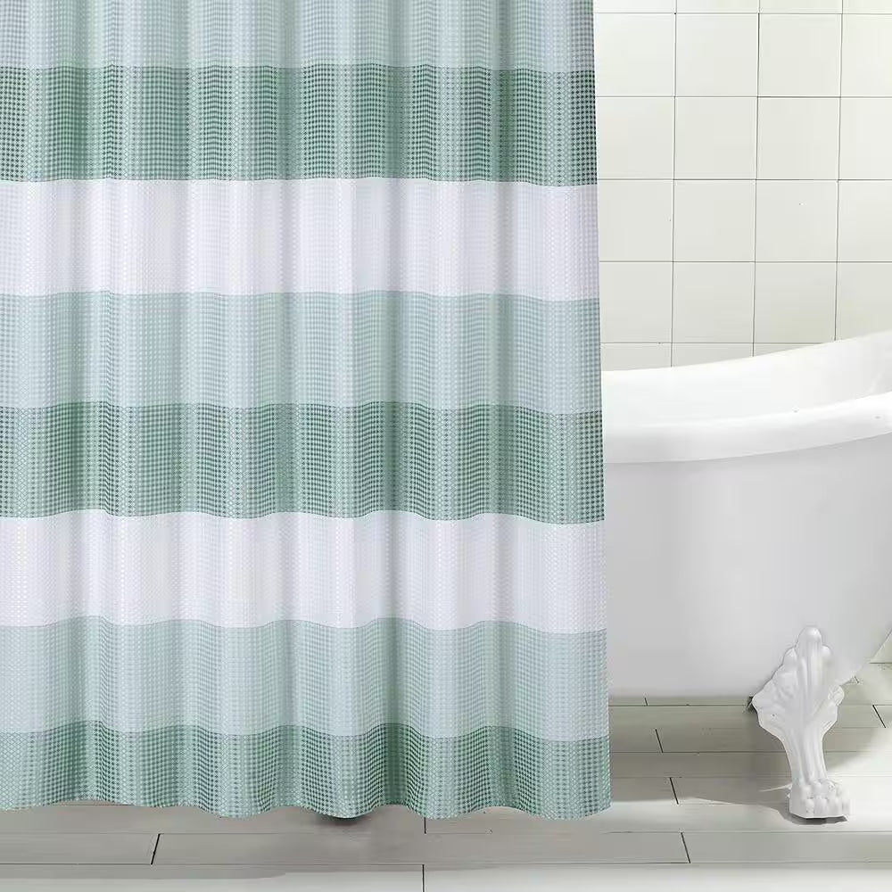 Ombre 72 In. Spa Waffle Weave Fabric Shower Curtain