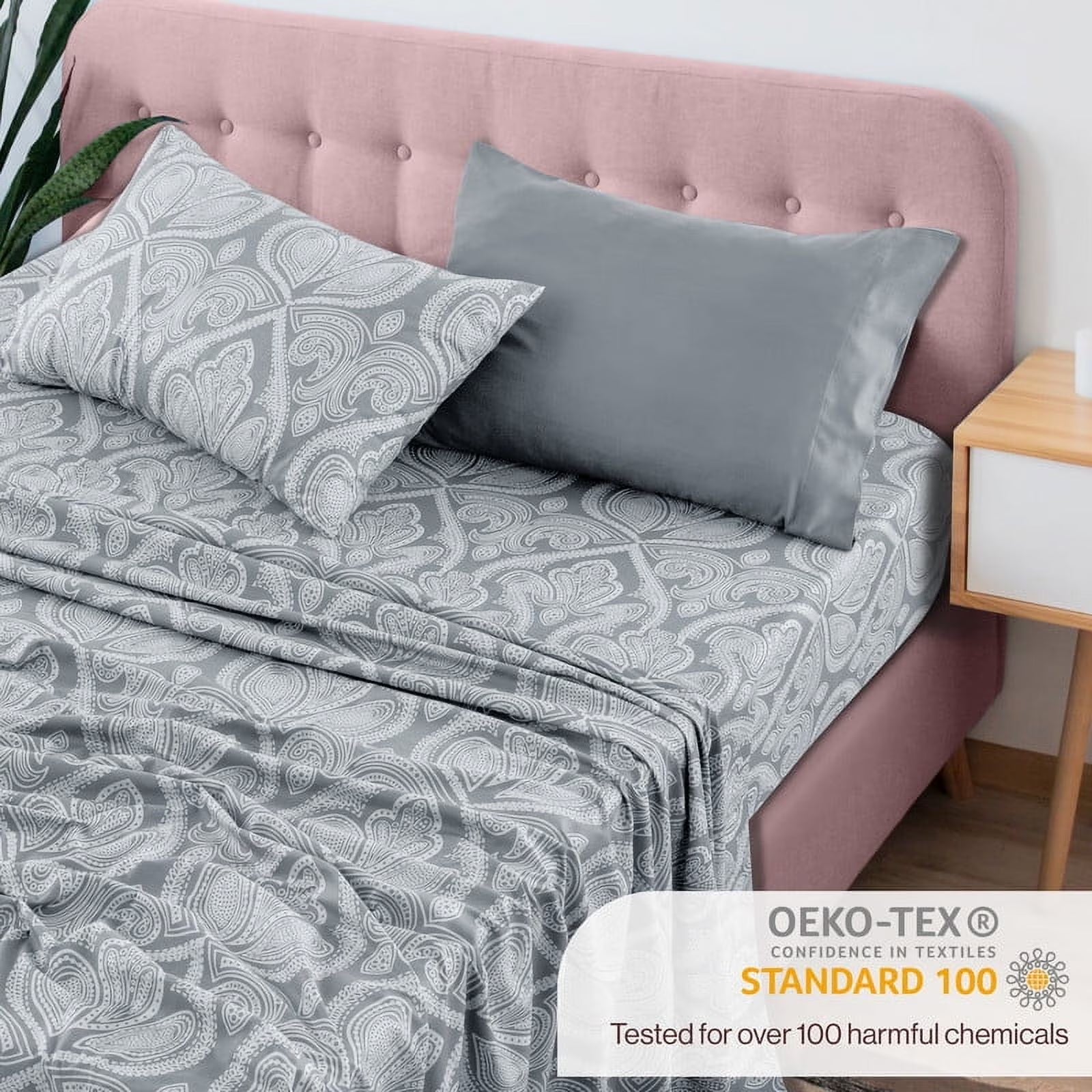 4 Piece Twin XL Bed Sheets Set - Luxury Soft Microfiber Bed Sheets Set Deep Pocket - Twin XL, Grey