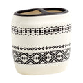 Boho Chic Ceramic Bathroom Toothbrush Holder, White, Black, 1 Each, Adult