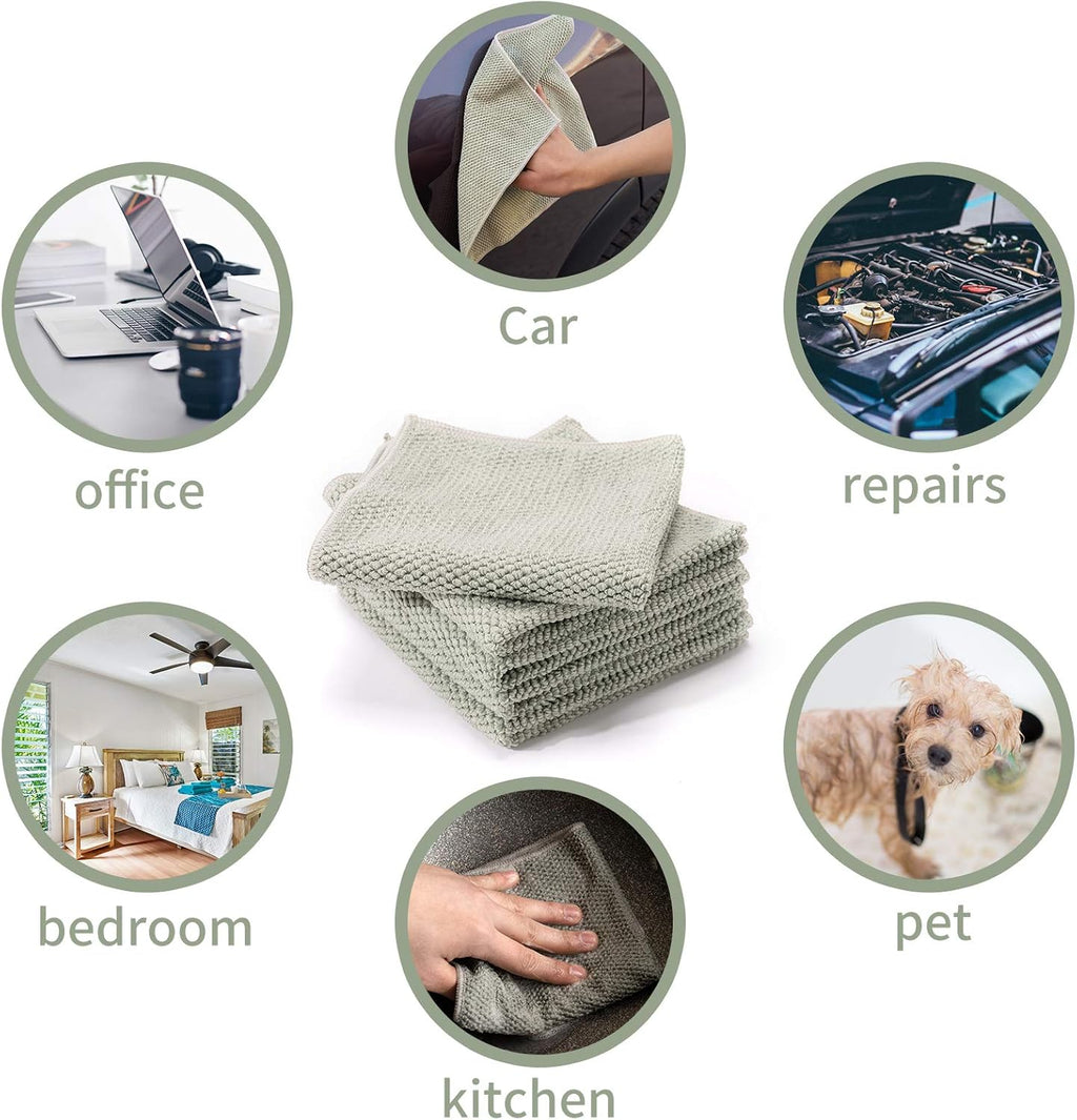 Microfiber Dish Cloths for Kitchen - Kitchen Cleaning Dish Cloth Towels Set, Absorbent Glass Cleaning Cloths for House - Extra Soft Household Cleaning Wipes Towels by  (Grey, Pack of 10)