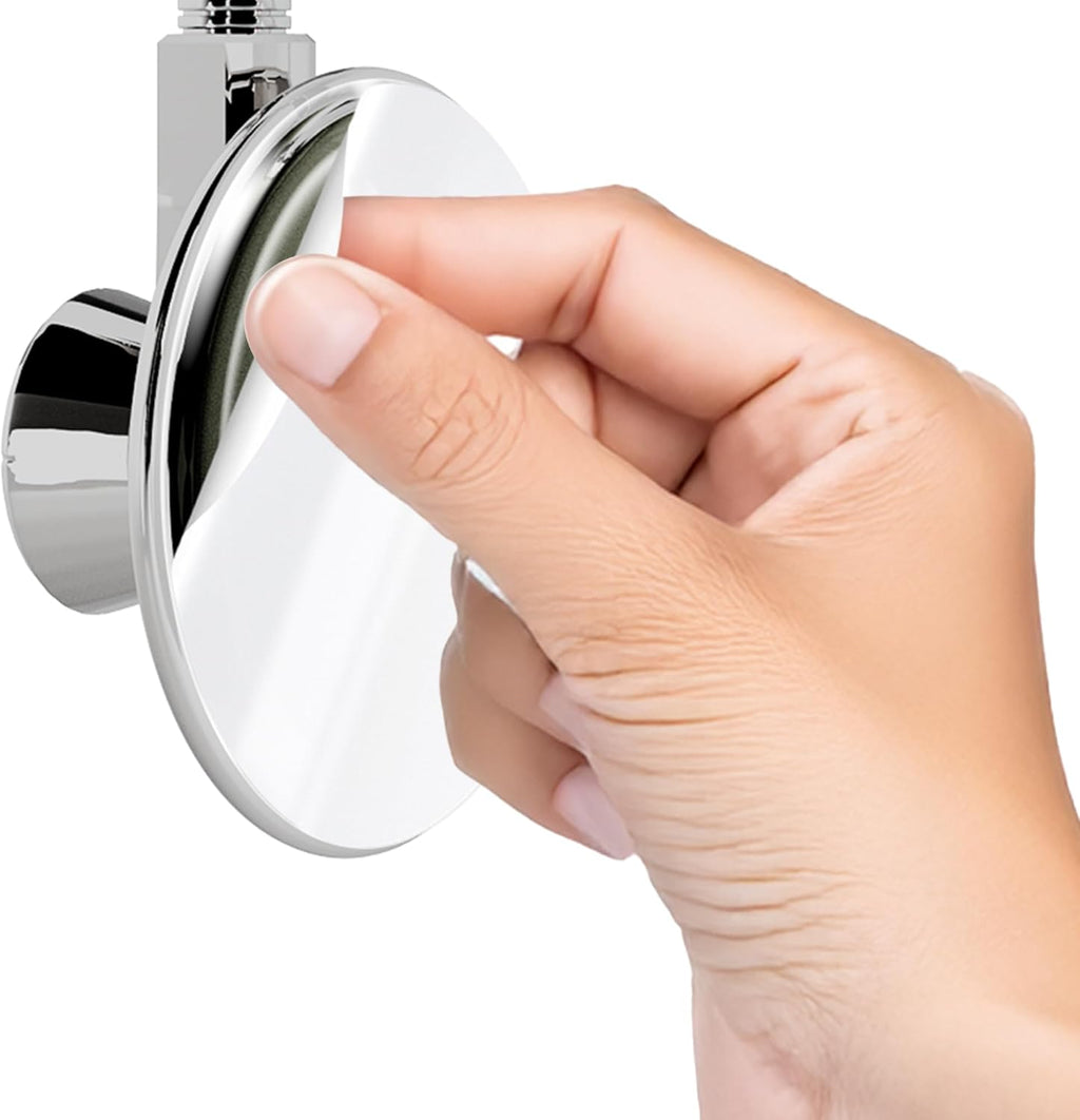 Shower Head Holder - Flexible Shower Head Holder Adjustable Vacuum Suction Cup Shower Head Wall Mount Holder for Hand Held Shower Head (Adhesive Sticker Provided) (Chrome)