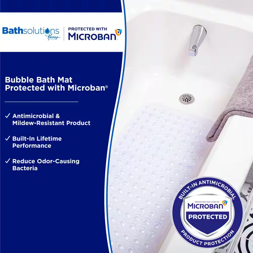 Microban Protected 14.5 In. W X 26.75 In. L Vinyl Inside-The-Tub Bubble Bath Mat in Clear
