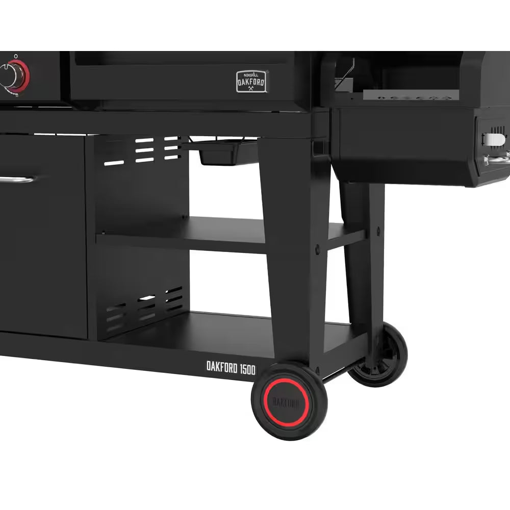 Oakford 1150 Pro 3-Burner Propane Gas and Offset Charcoal Smoker Combo Grill in Black