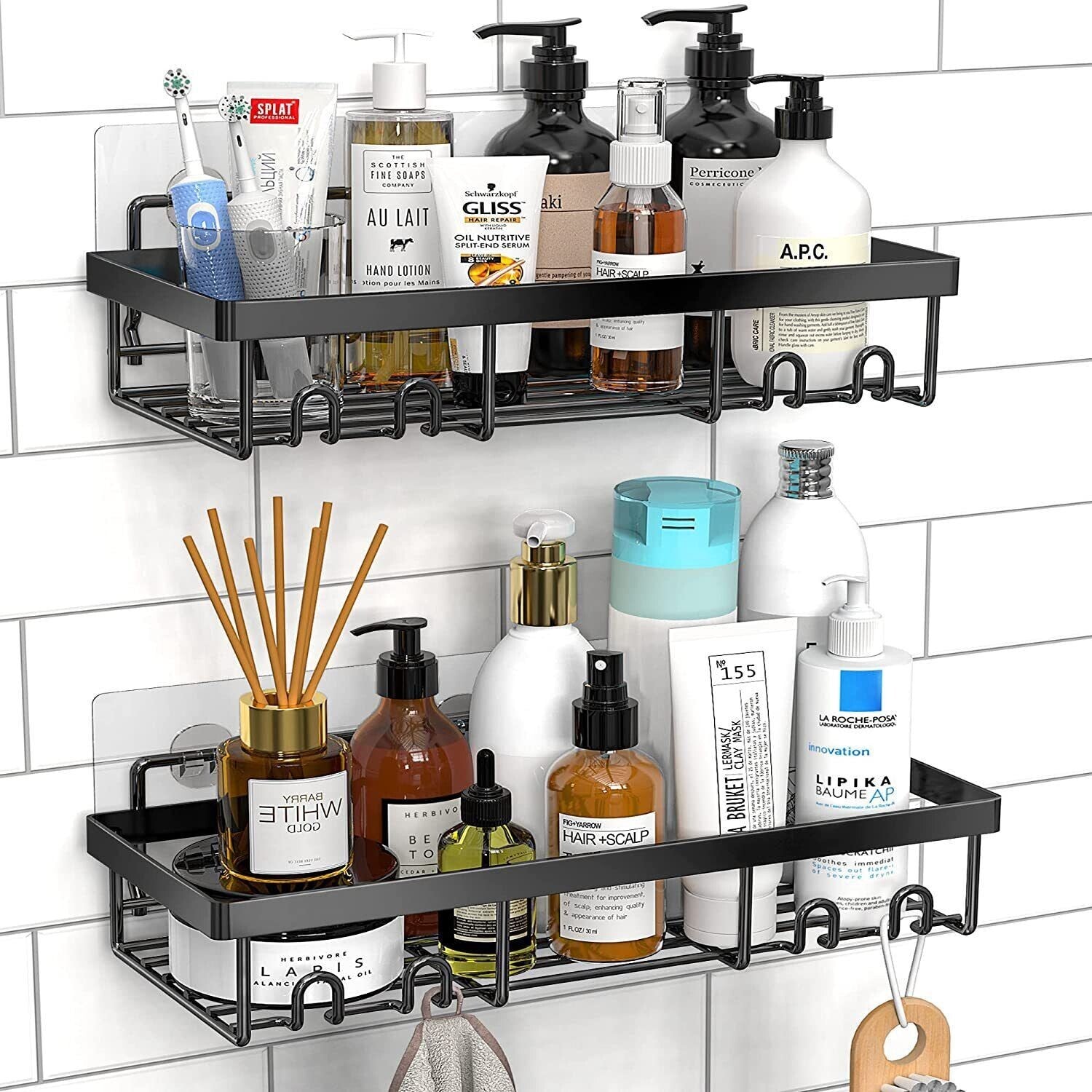 5 Pack Shower Caddy Adhesive Shower Organizer for Bathroom Storage & Kitchen