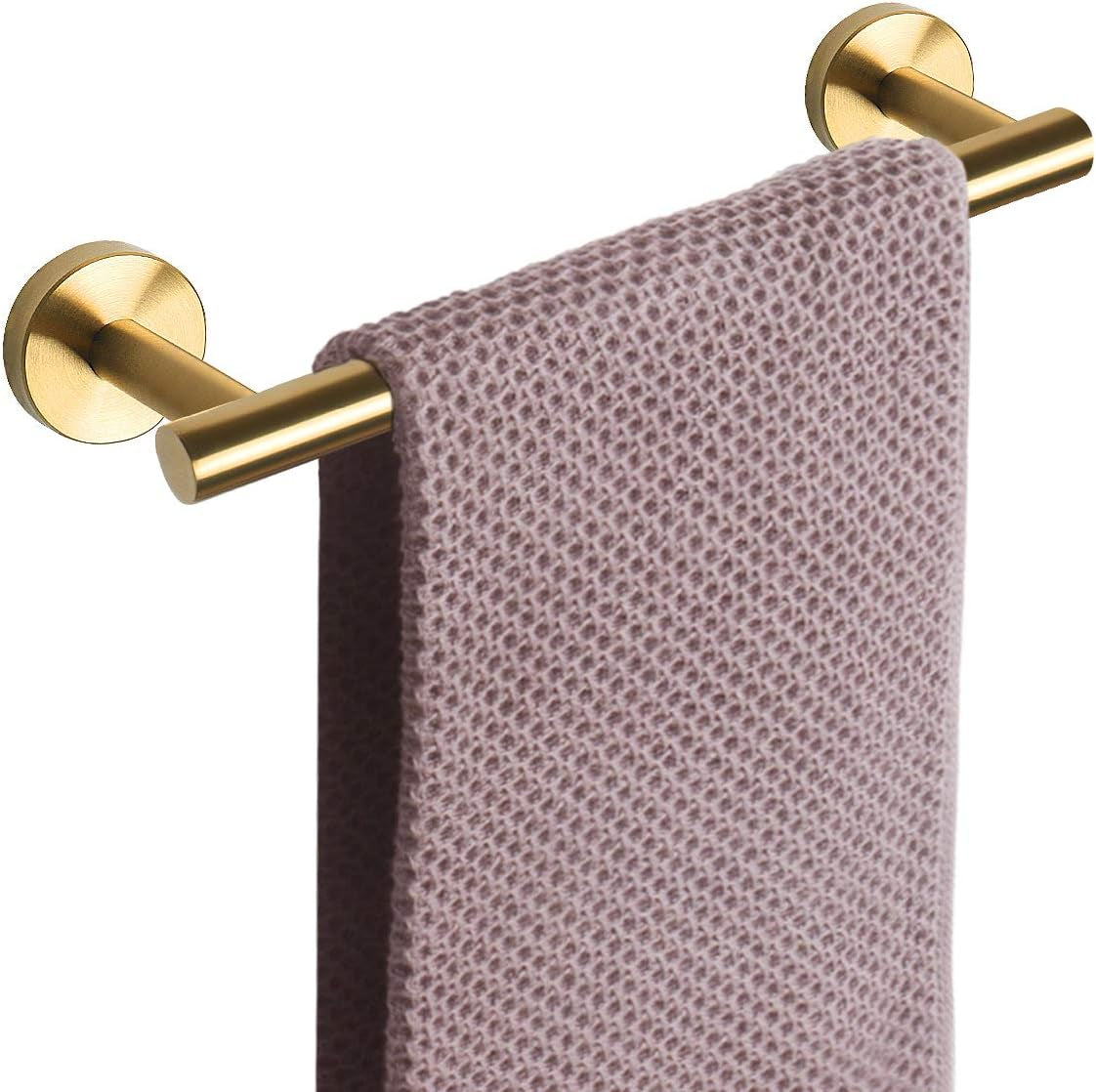 Bath Towel Bar, Thicken Stainless Steel Shower Towel Rack Holder Wall Mounted for Bathroom, 9-Lnch Overall Length-7-Lnch Usable Hanging Space (1 Pack, Brushed Gold)