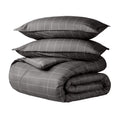 Luxury Duvet Cover and Sham Set - Premium 1800 Collection - Ultra-Soft - Oversized Queen, Grid - Gray/White, 3-Pieces