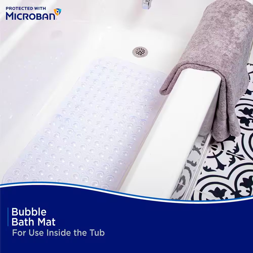 Microban Protected 14.5 In. W X 26.75 In. L Vinyl Inside-The-Tub Bubble Bath Mat in Clear
